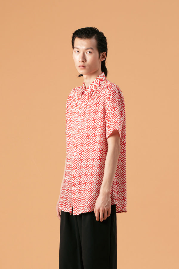 MEN SHIRT SLIMFIT S/S BANJI MERAH