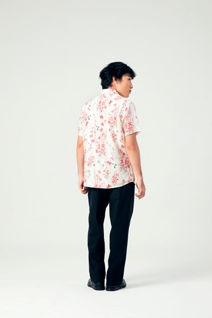 MEN SHIRT BUKETAN SHORT SLEEVE SLIM FIT CREAM