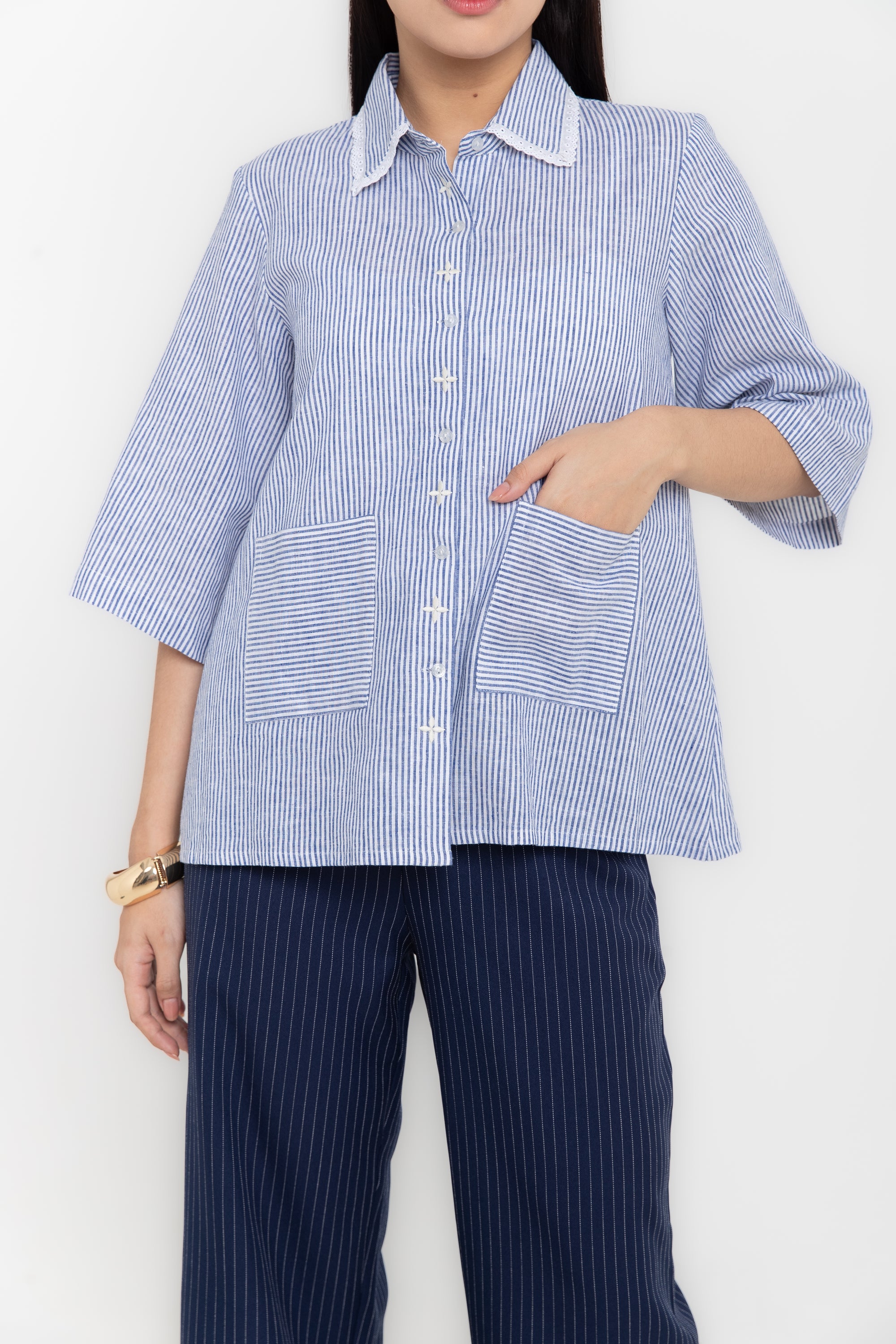 INDIRA SHIRT BLUE STRIPES