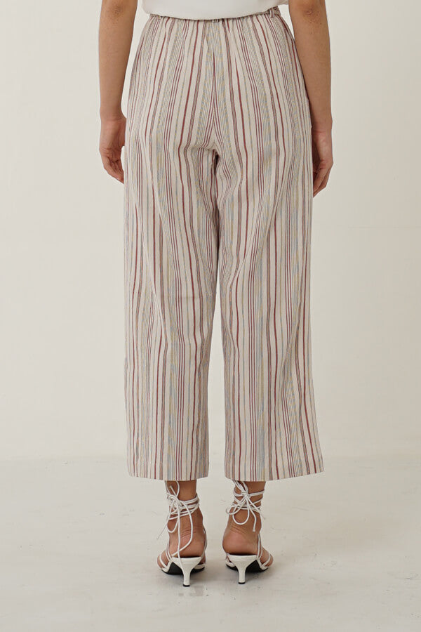 Arisa Pants Lurik Cream Merah