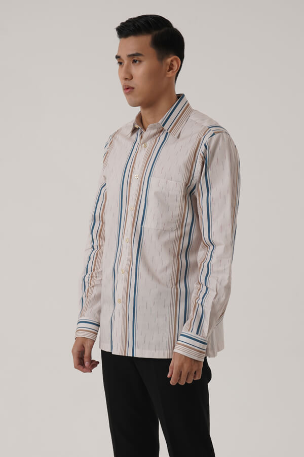 MENS SHITR LS KATUN LURIK UDAN LIRIS CREAM