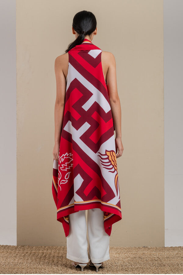 LONG CAPE POLYESTER PRINT/FW747-19