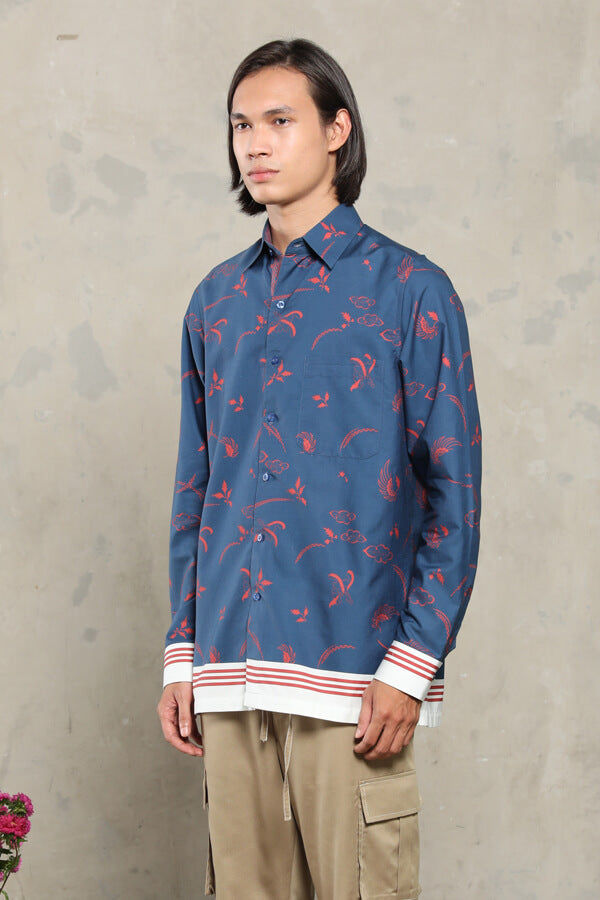 MENS SHIRT LS GAURI NAVY